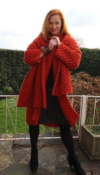 Honeycomb Coat and Shawl Hand Knitting Pattern