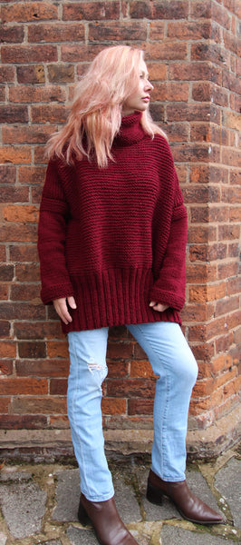 Claret Sweater Hand Knitting Pattern