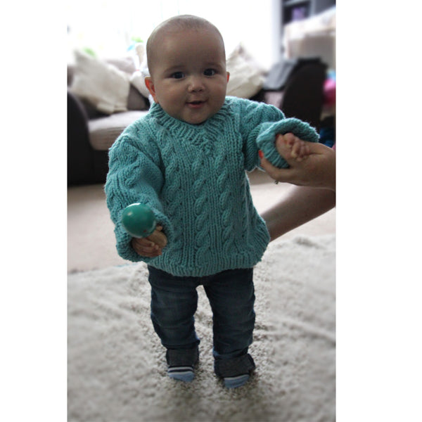 First Steps Aran Sweater Hand Knitting Pattern