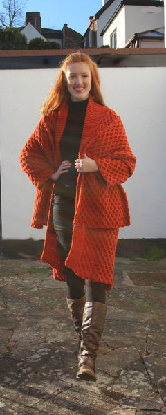 Honeycomb Coat and Shawl Hand Knitting Pattern