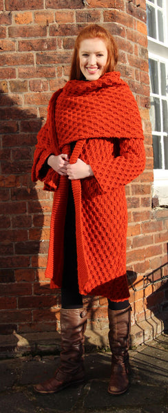 Honeycomb Coat and Shawl Hand Knitting Pattern