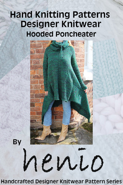 Hooded Poncheater Hand Knitting Pattern
