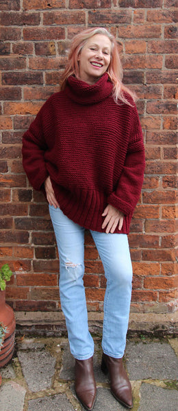 Claret Sweater Hand Knitting Pattern