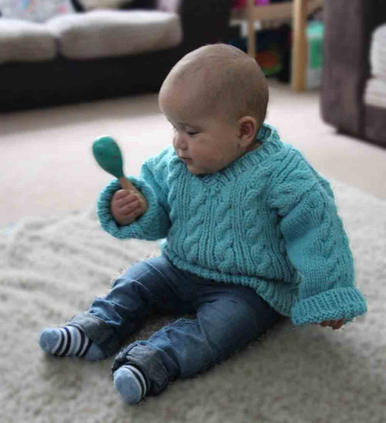 First Steps Aran Sweater Hand Knitting Pattern