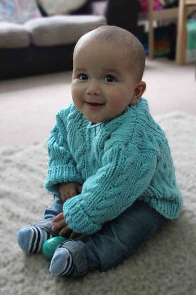 First Steps Aran Sweater Hand Knitting Pattern