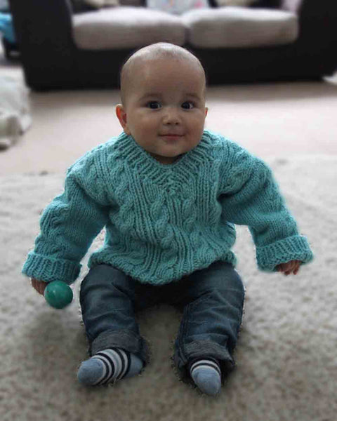 First Steps Aran Sweater Hand Knitting Pattern