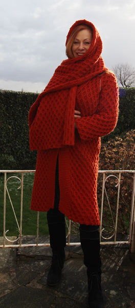 Honeycomb Coat and Shawl Hand Knitting Pattern