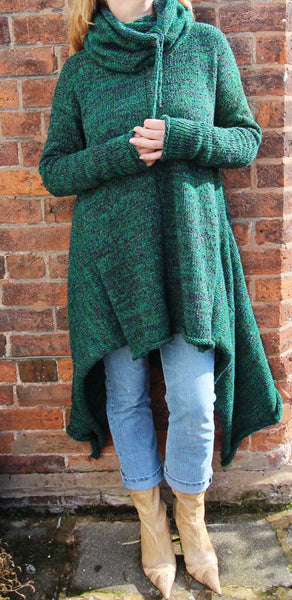 Hooded Poncheater Hand Knitting Pattern