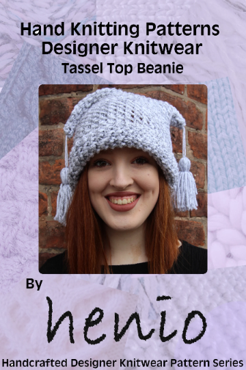 Tassel Top Beanie Hand Knitting Pattern