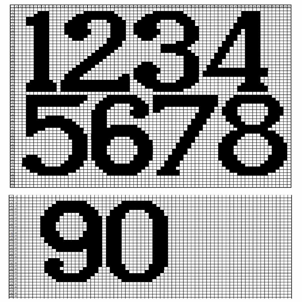 Large Sized Numbers Template Knitting Utopia