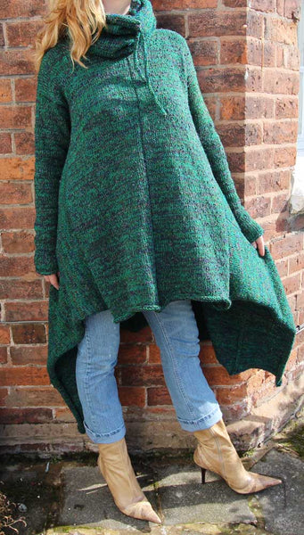 Hooded Poncheater Hand Knitting Pattern
